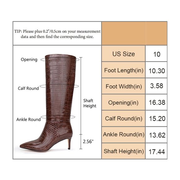 wetkiss Womens Knee High Boots with Kitten Heel and Pointed Toe Design - Size 10 - Picture 8 of 8